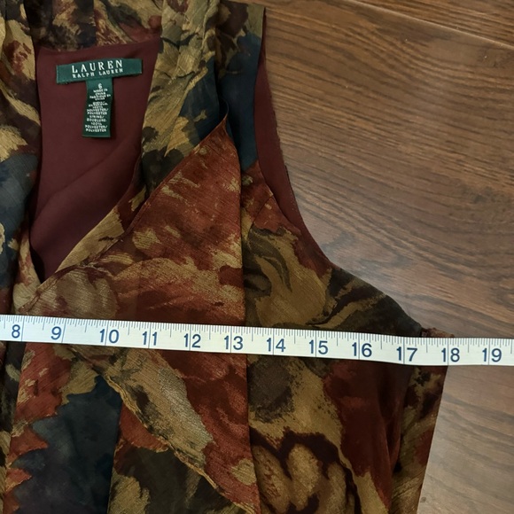Lauren Ralph Lauren Layered Chiffon Sleeveless Floral Blouse Size 6 - Picture 8 of 9